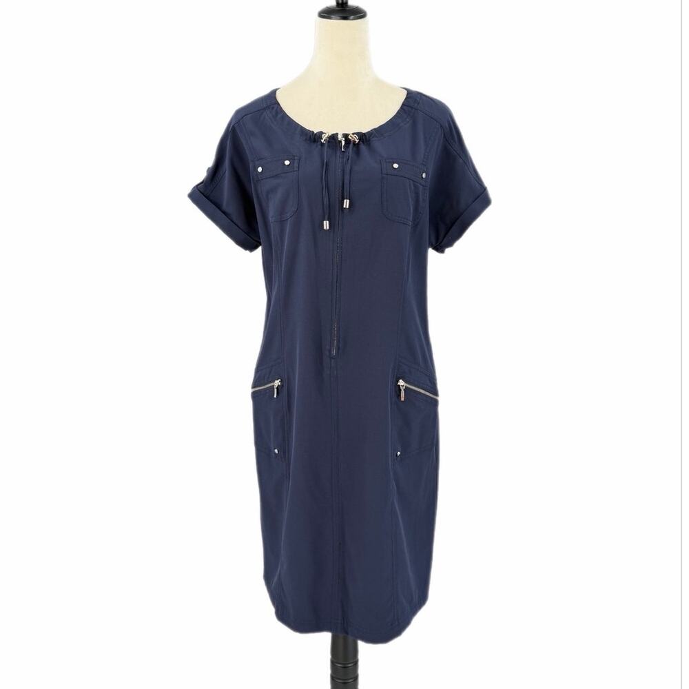 Chico’s Zenergy Sz 1.5 Navy Utility Zip Athleisure Travel Office Casual Dress